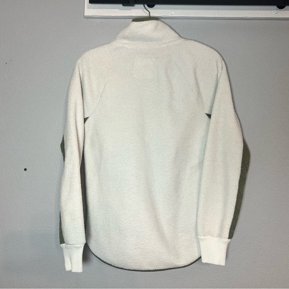 Abercrombie & Fitch Asymmetrical Snap-Up Fleece White Green Puffer Size Small - Picture 8 of 9